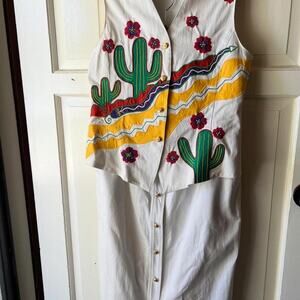 Vintage Southwestern Kitschy Two-Piece Set (Vest + Skirt)